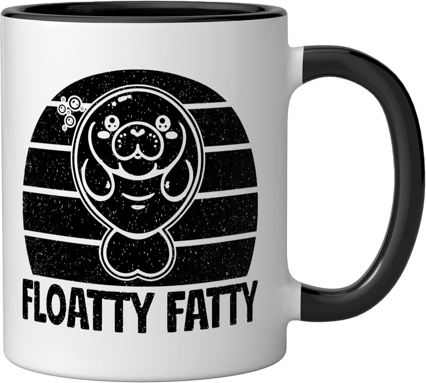 Taza cerámica Funny Manatee negra/blanca