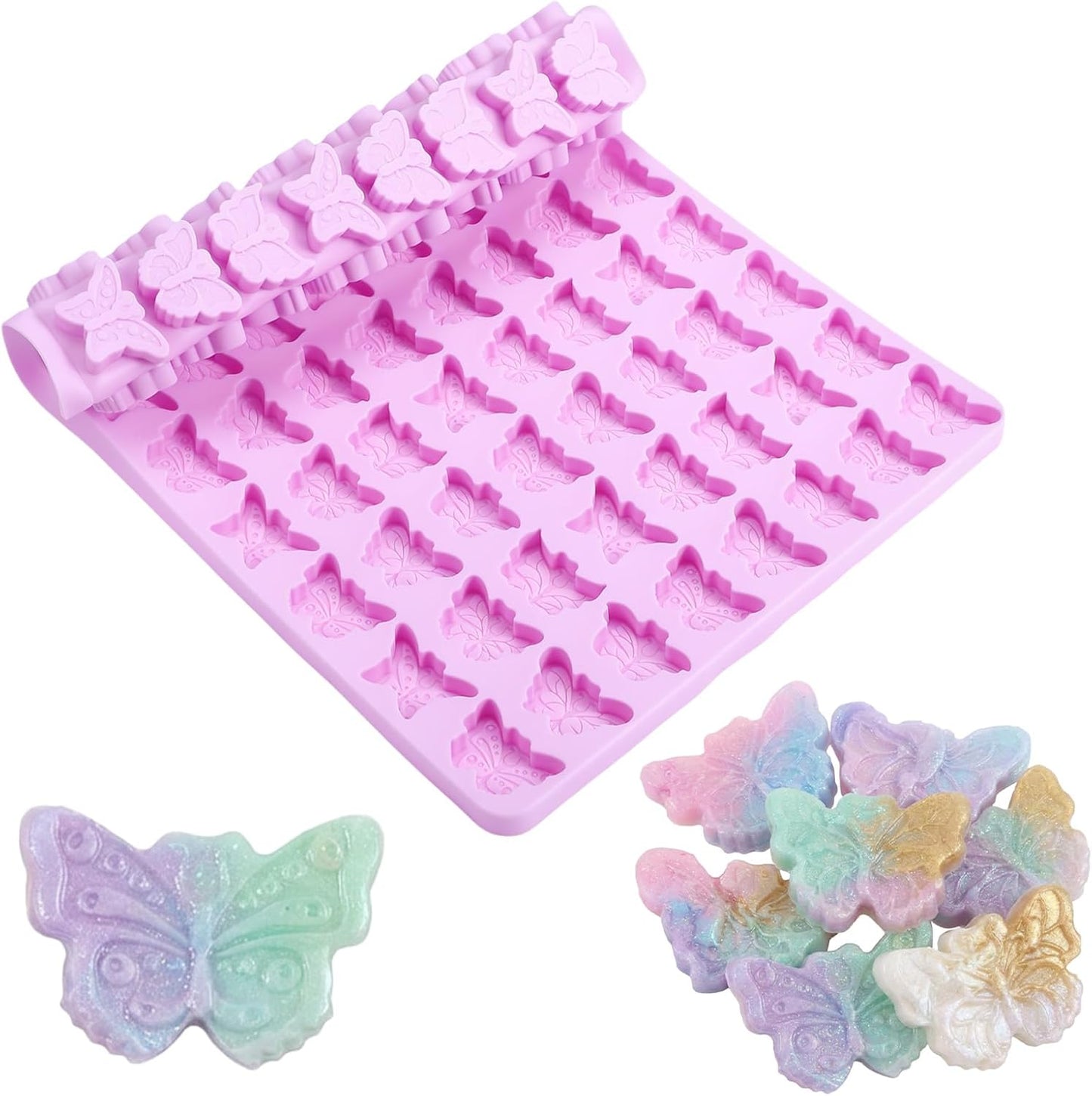 Molde mariposa silicona para gomitas de chocolate morado
