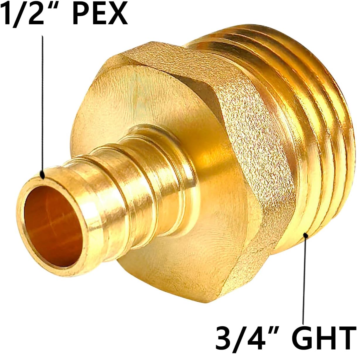 3 Pzas Conector PEX Macho 1/2x3/4 Latón Adaptador Jardín