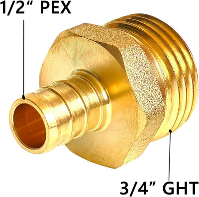 3 Pzas Conector PEX Macho 1/2x3/4 Latón Adaptador Jardín