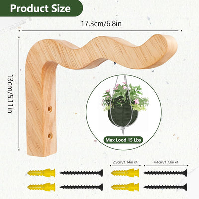 Ganchos colgantes para plantas cesta madera onda resistente