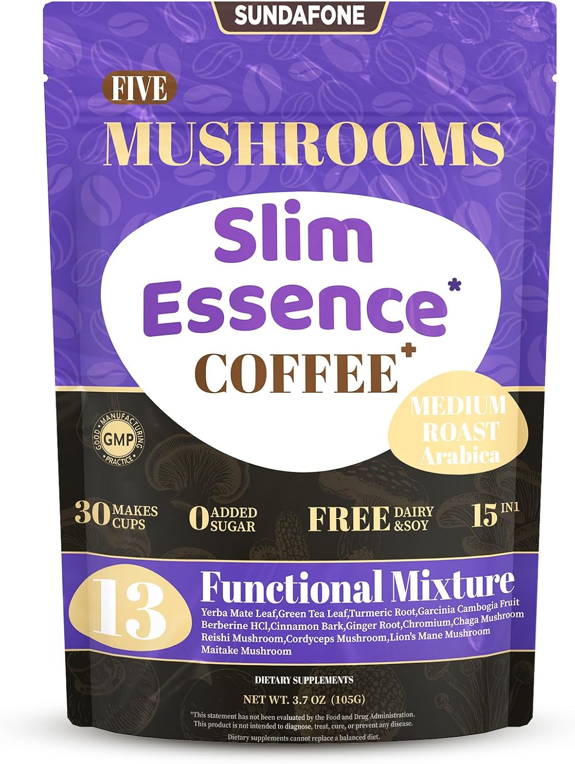 Café de hongos SUNDAFONE Slim Essence mezcla de 5 hongos 22500 mg botánicos