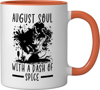 Taza Cerámica Cumpleaños Agosto Niña Naranja/Blanco