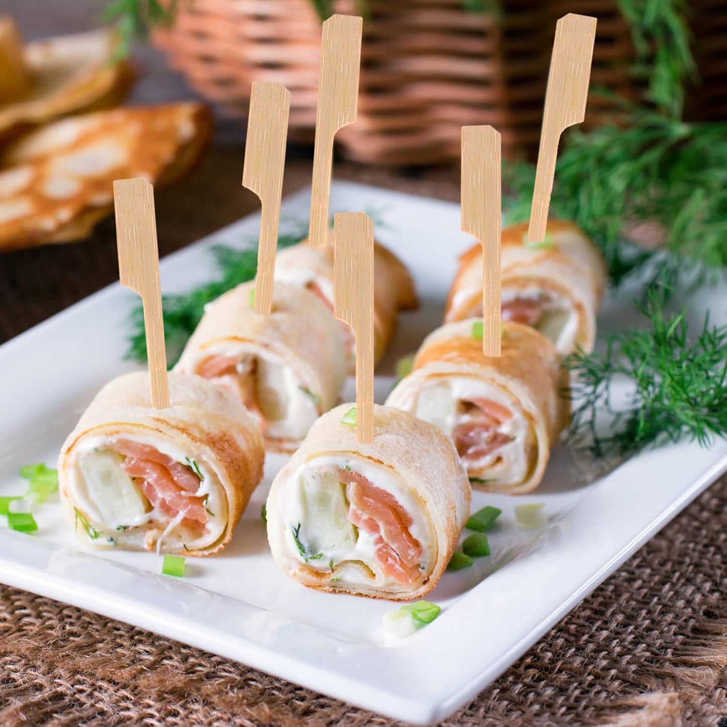 200 Pinchos Bambú 4.7pulg para Aperitivos Barbacoa
