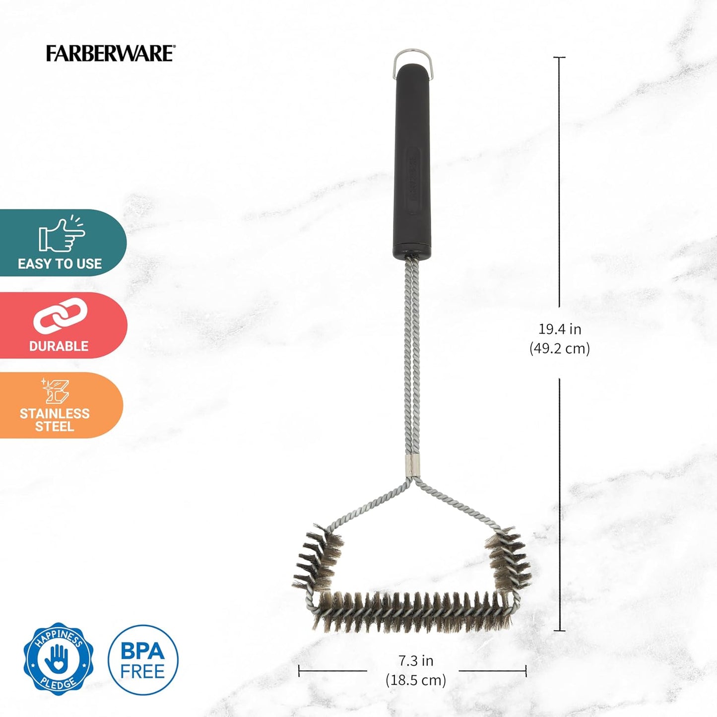 Cepillo parrilla acero inox con anillo almacenamiento