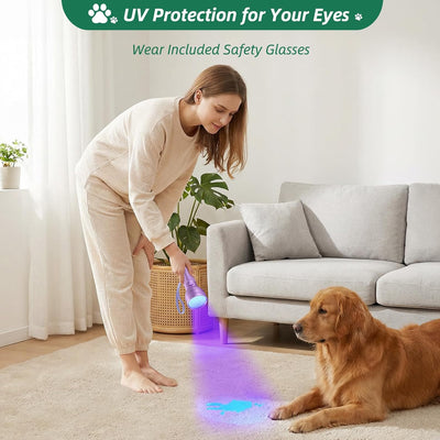 Luz negra UV detector orina mascotas linterna morada