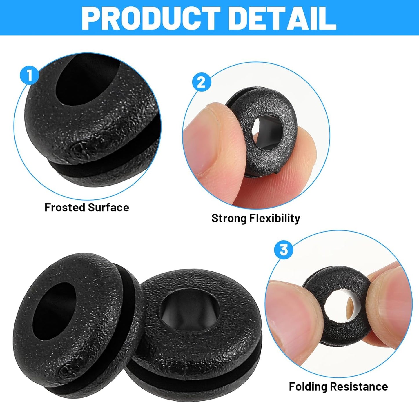 30 Ojales Goma 1/4x3/8 Negro Automotriz