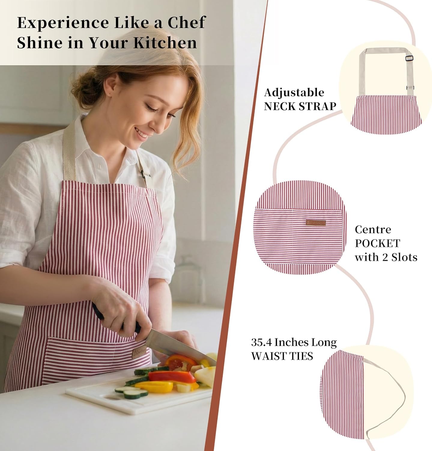 Paquete de 2 delantales ajustables con peto y bolsillos para cocina