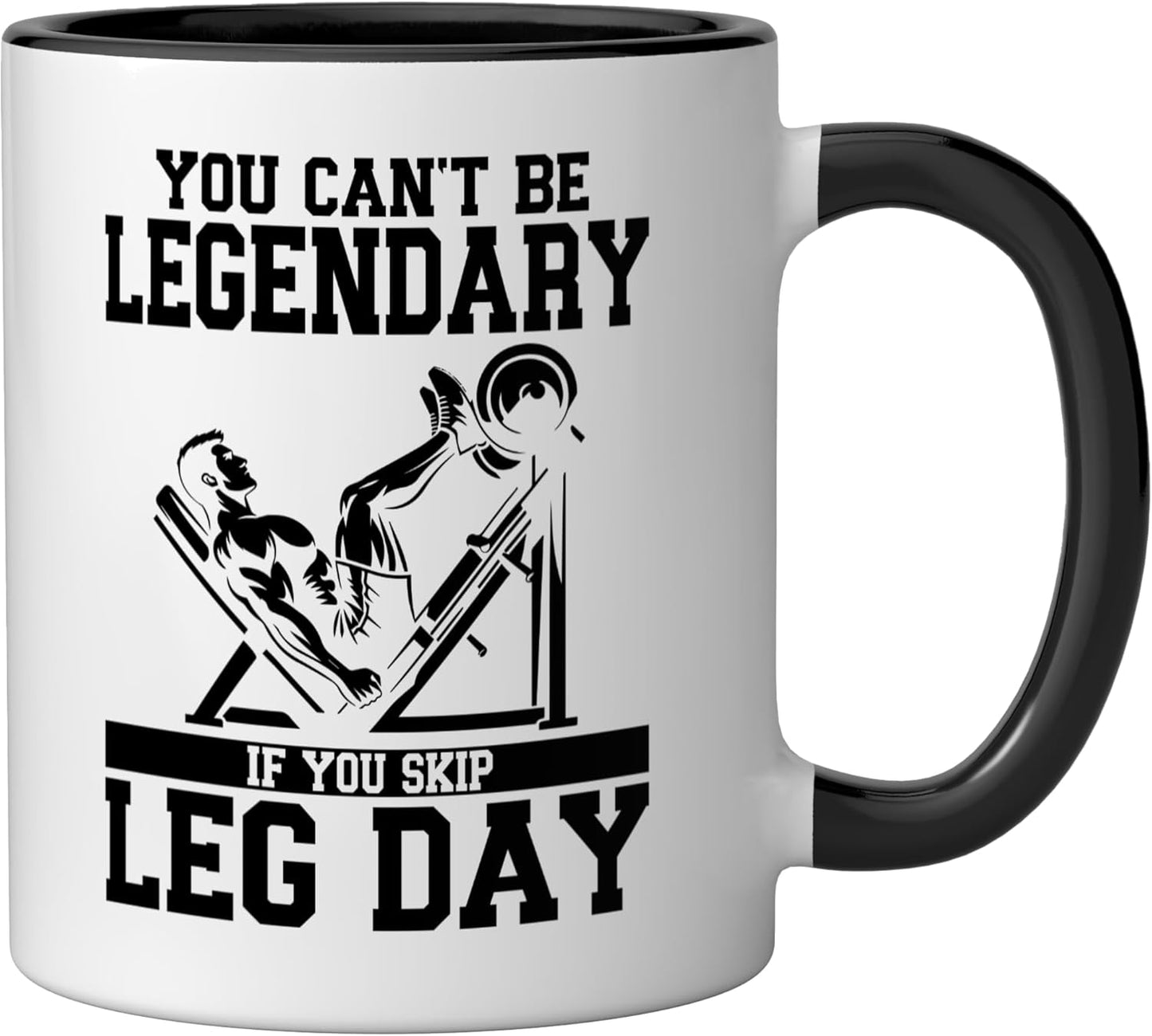 Taza cerámica Leg Day negra/blanca