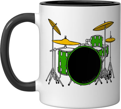 Taza cerámica para baterista profesor de percusión negra/blanca
