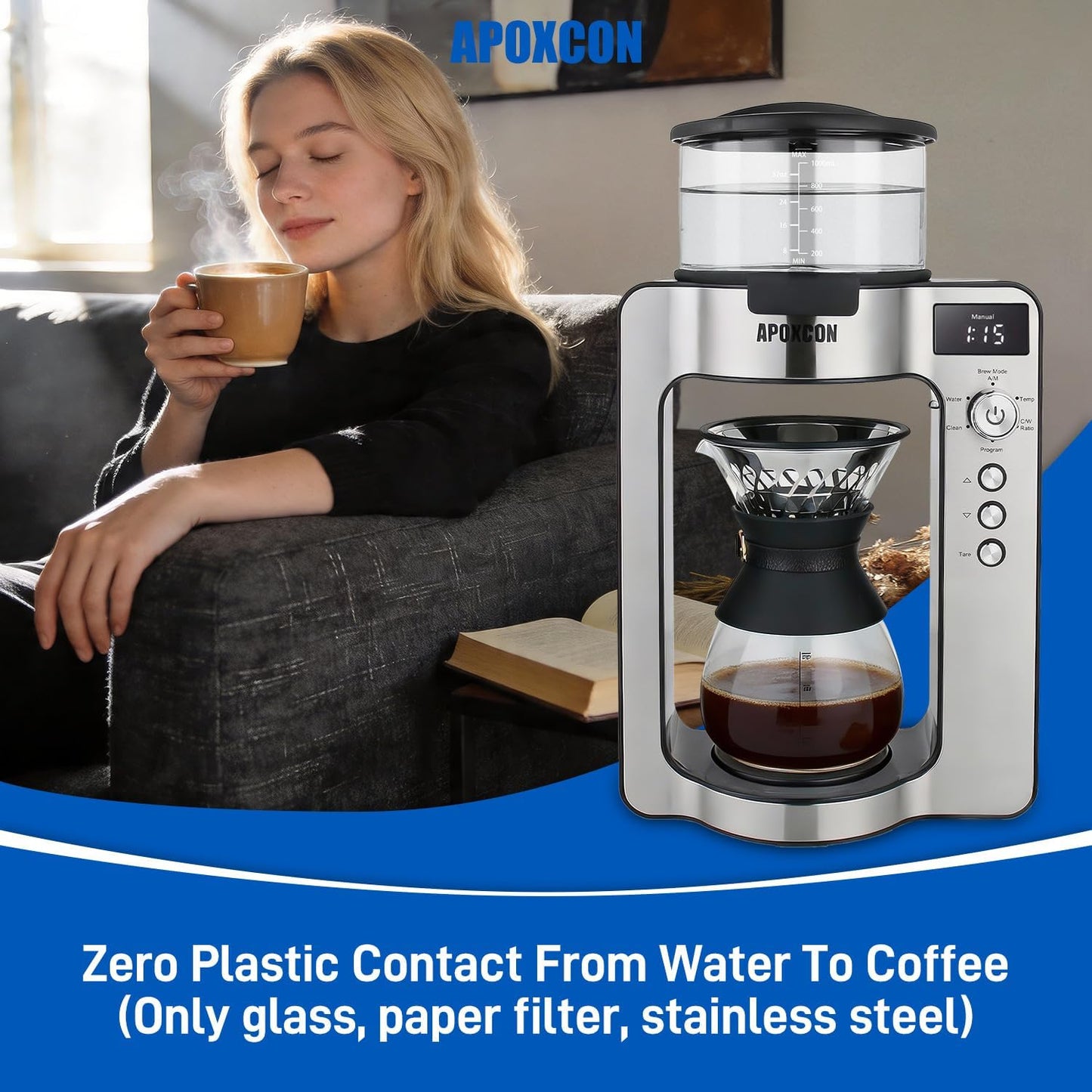 Cafetera de goteo automática con temporizador y escala