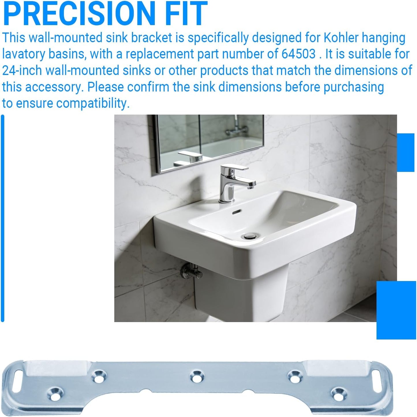 Soporte pared fregadero reemplazo metal Kohler