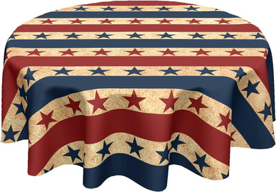 Mantel redondo para el 4 de julio, 60 pulgadas, bandera estadounidense, retro, patriótico