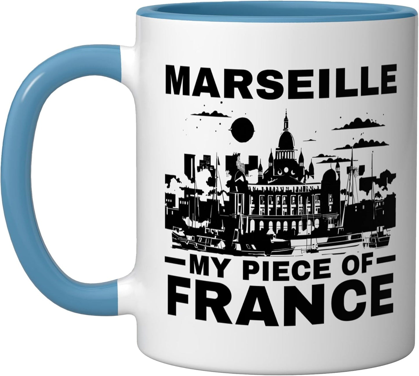Taza Cerámica Marseille Francia Azul/Blanco