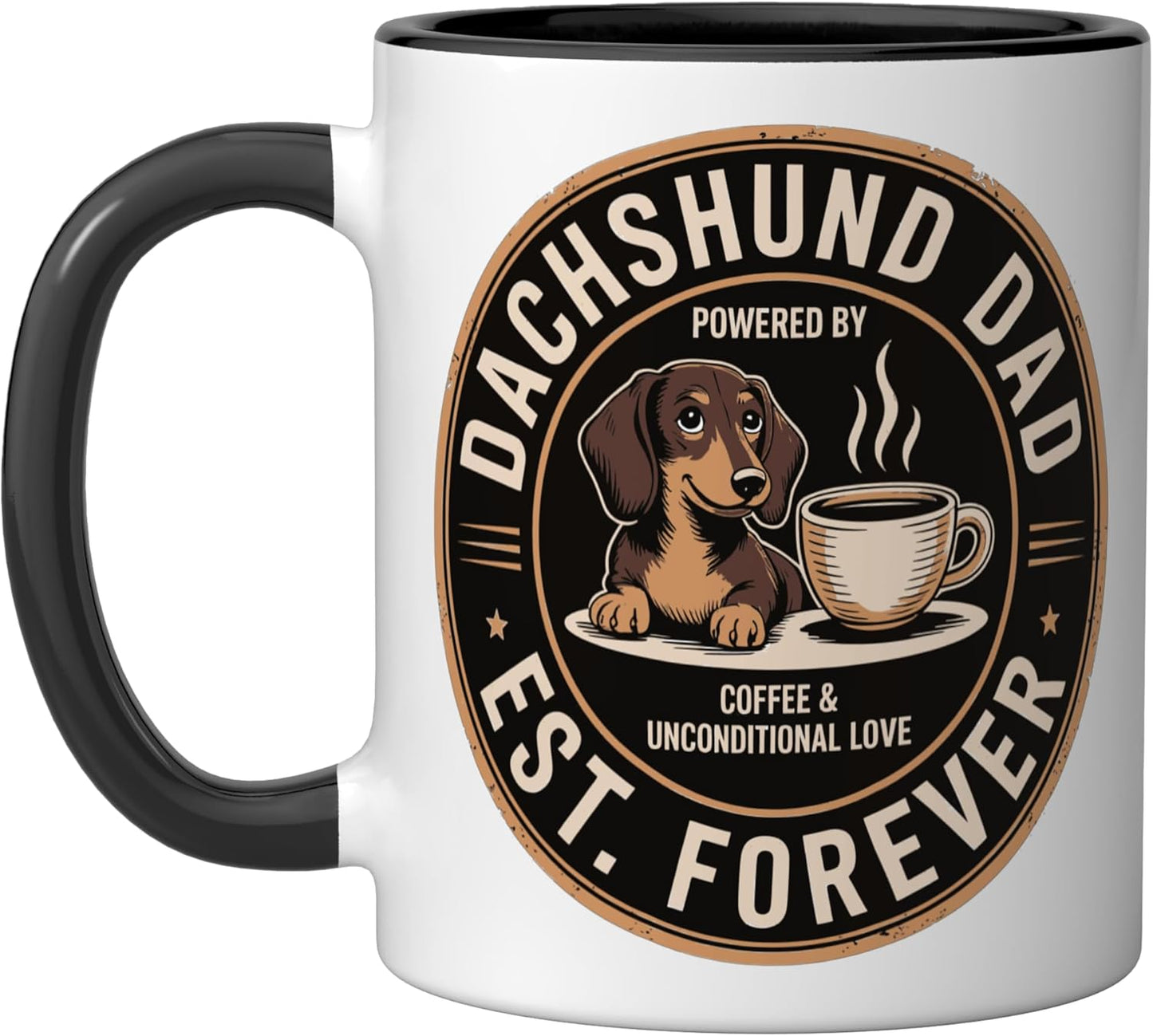 Taza Cerámica Perro Salchicha Negro/Blanco