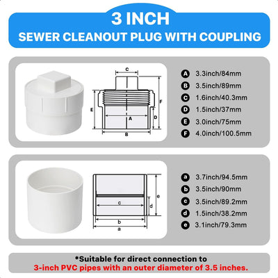 Cubierta limpieza alcantarilla PVC 3" con enchufe