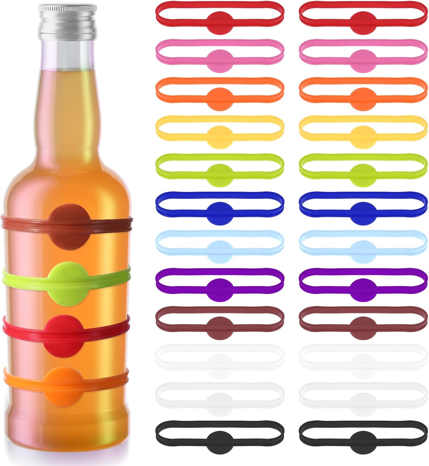 Marcadores de silicona estirables para bebidas y copas de vino