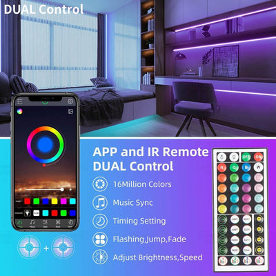 Tira Luces RGB 96ft Sincronización Música Control App