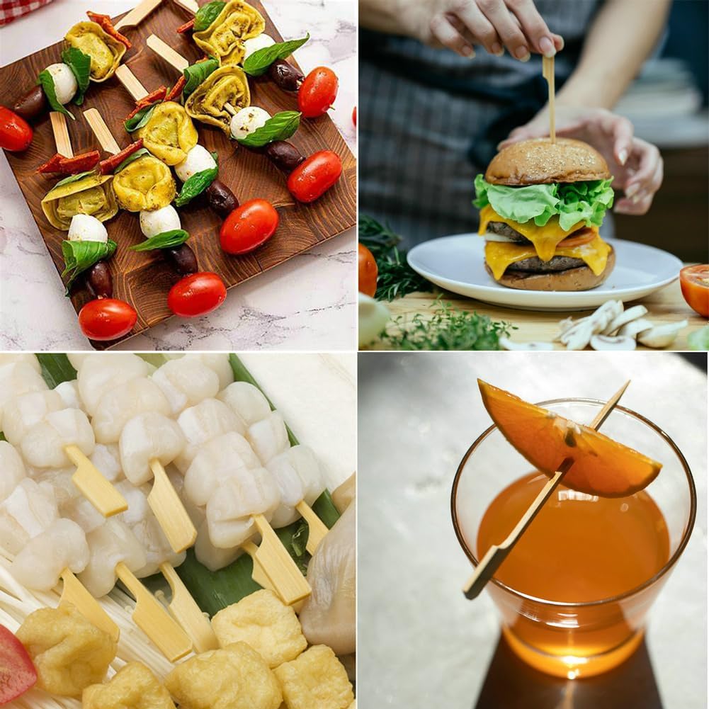 200 Pinchos Bambú 4.7pulg Caja Brochetas Frutas Salchichas
