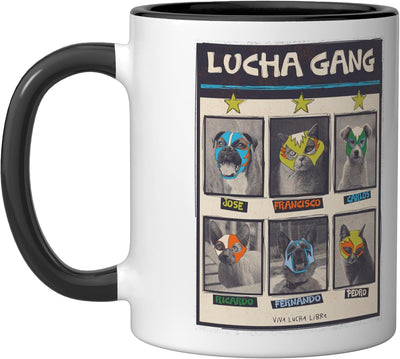 Taza cerámica lucha libre mascarilla luchador negro/blanco