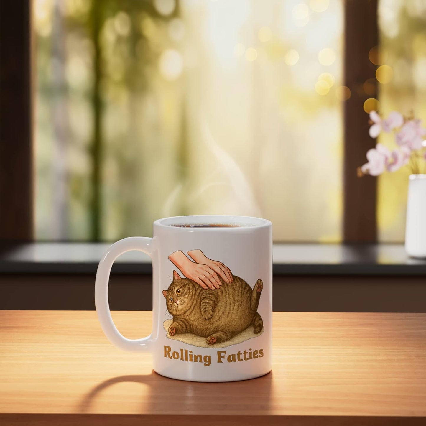Taza Cerámica Gato Graso Memes Blanco