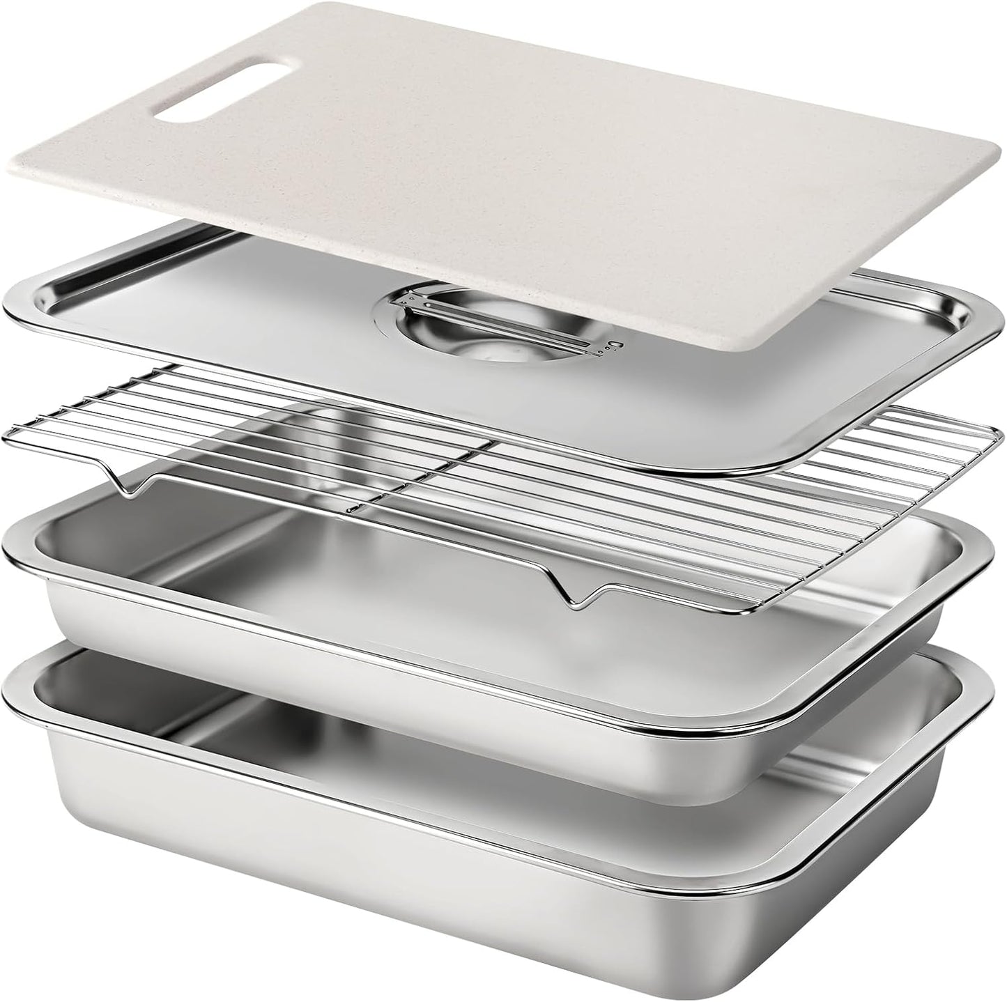Juego bandeja barbacoa acero inox con tabla cortar y rejilla