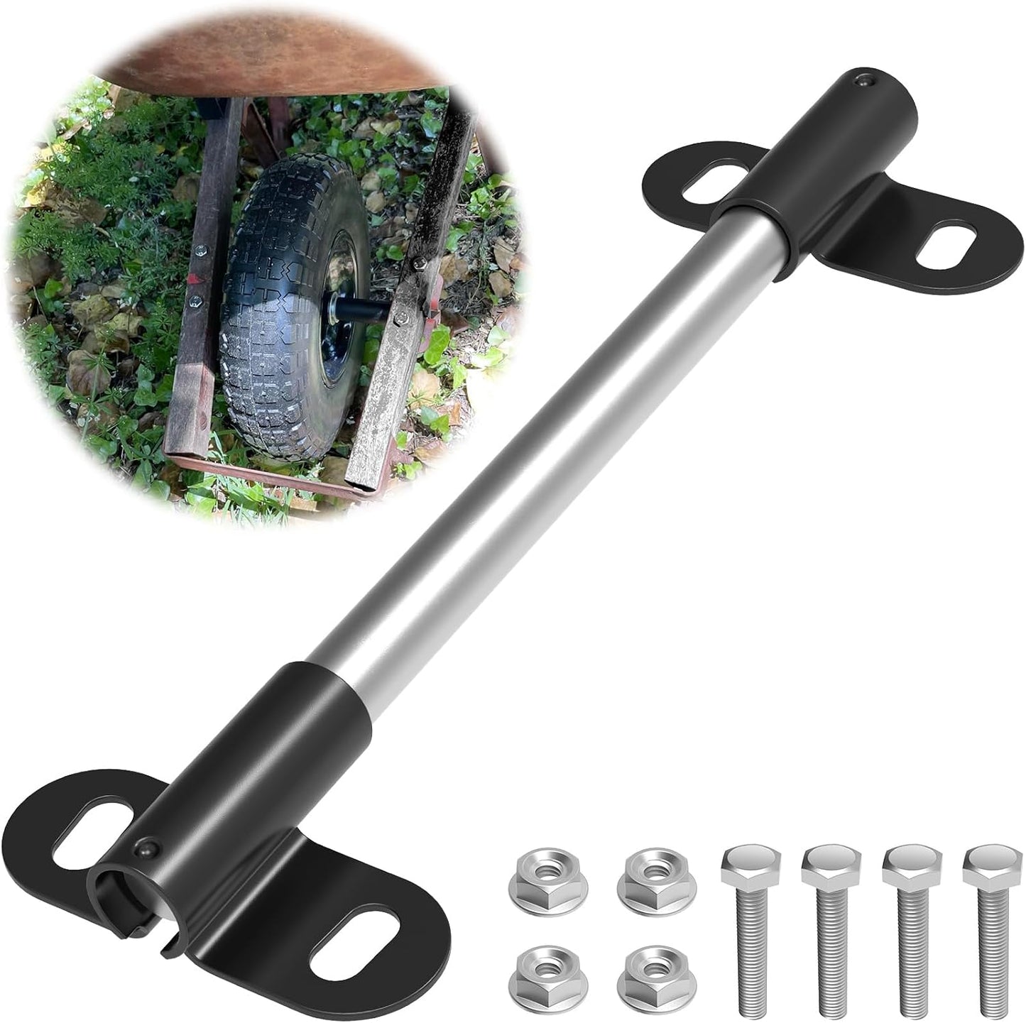 Juego soportes eje carretilla 5/8pulg comp perno tuerca