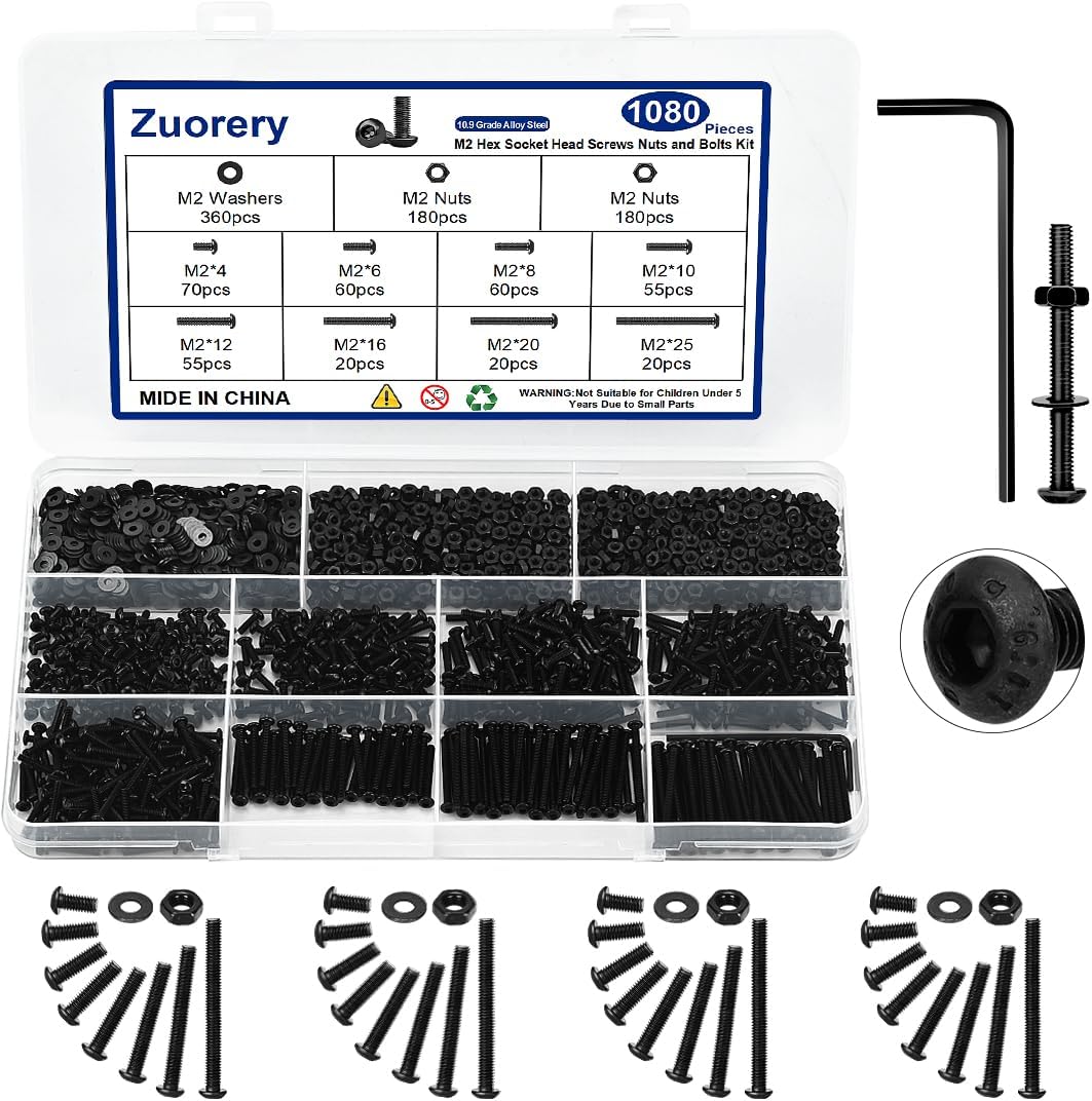 Kit surtido M2x4-20 1080pzas acero grado 10.9