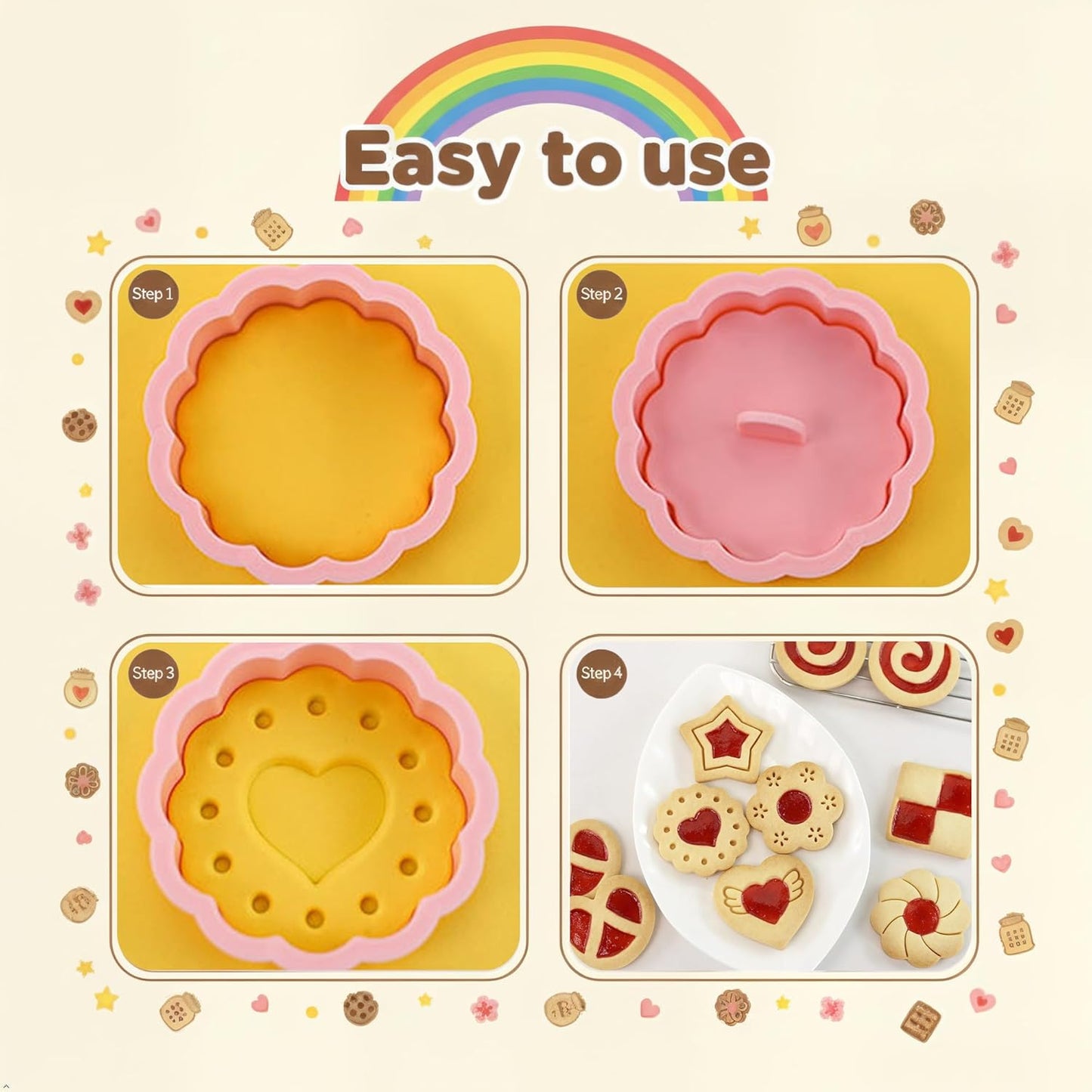 Set 8 cortadores galletas 3D con corazón y estrella