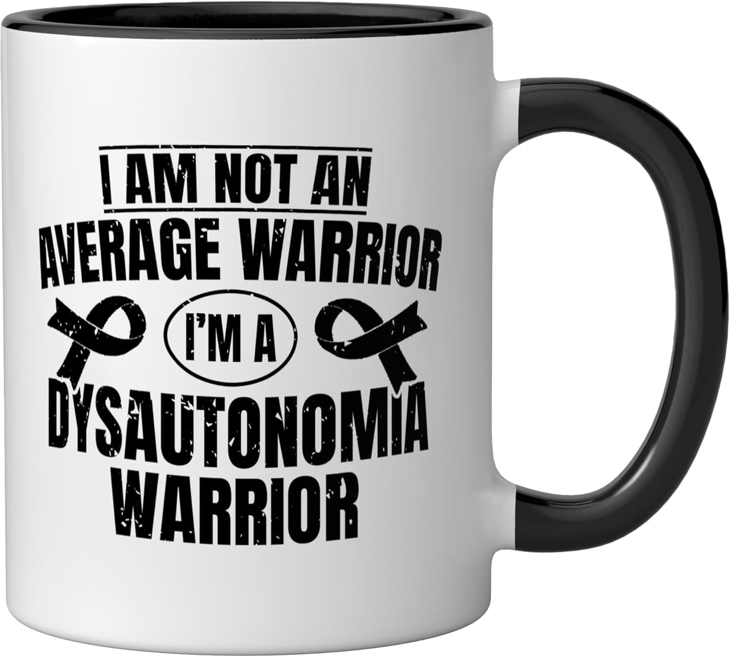 Taza cerámica para dysautonomia POTS warrior negra/blanca