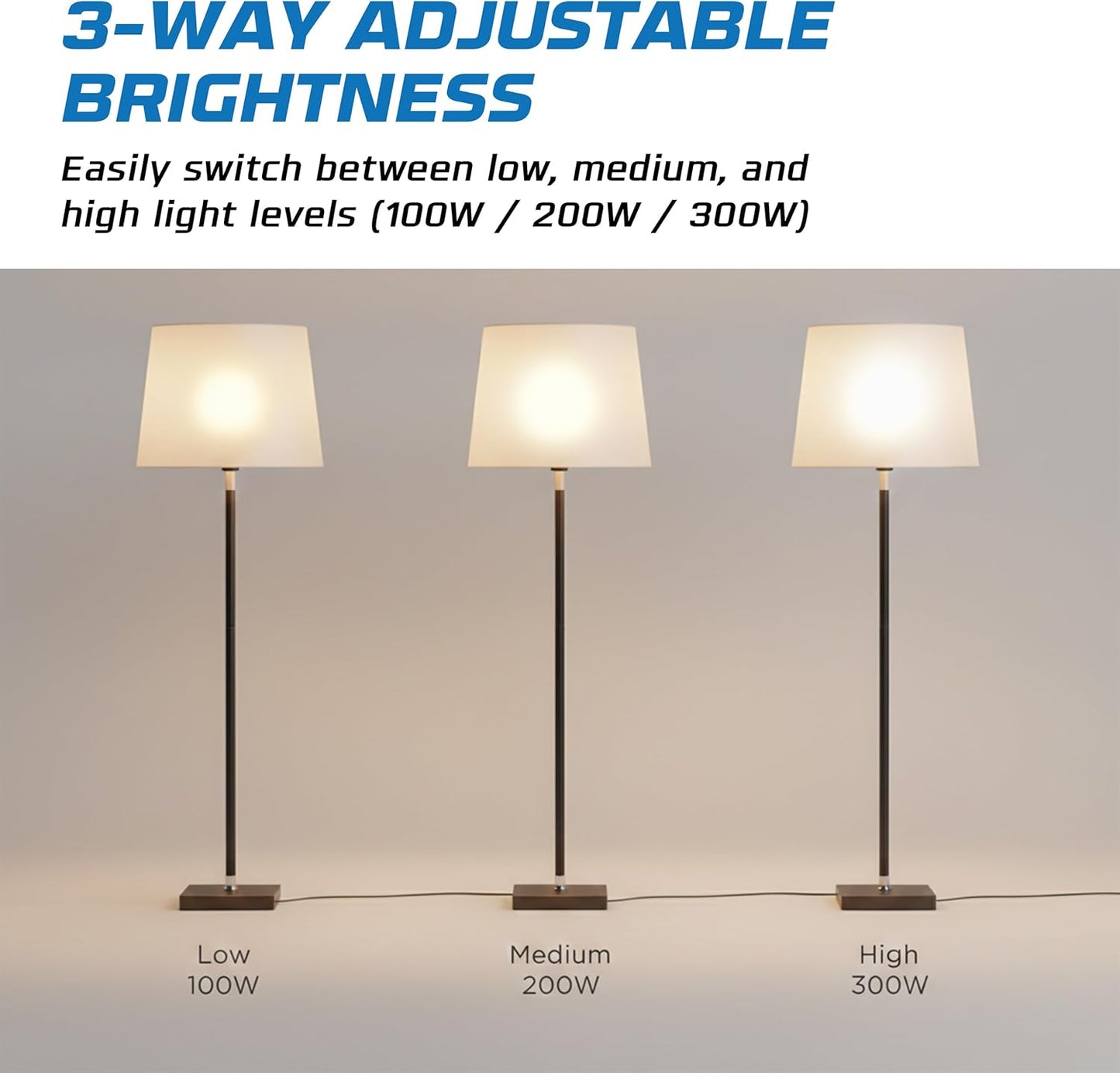 Bombilla incandescente 3 vías 100/200/300W base Mogul E39