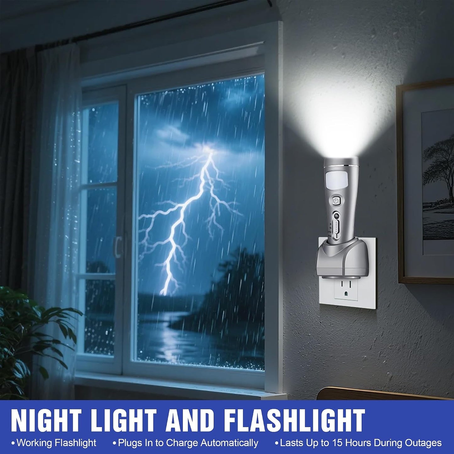 Juego 4 luces emergencia recargables enchufe pared
