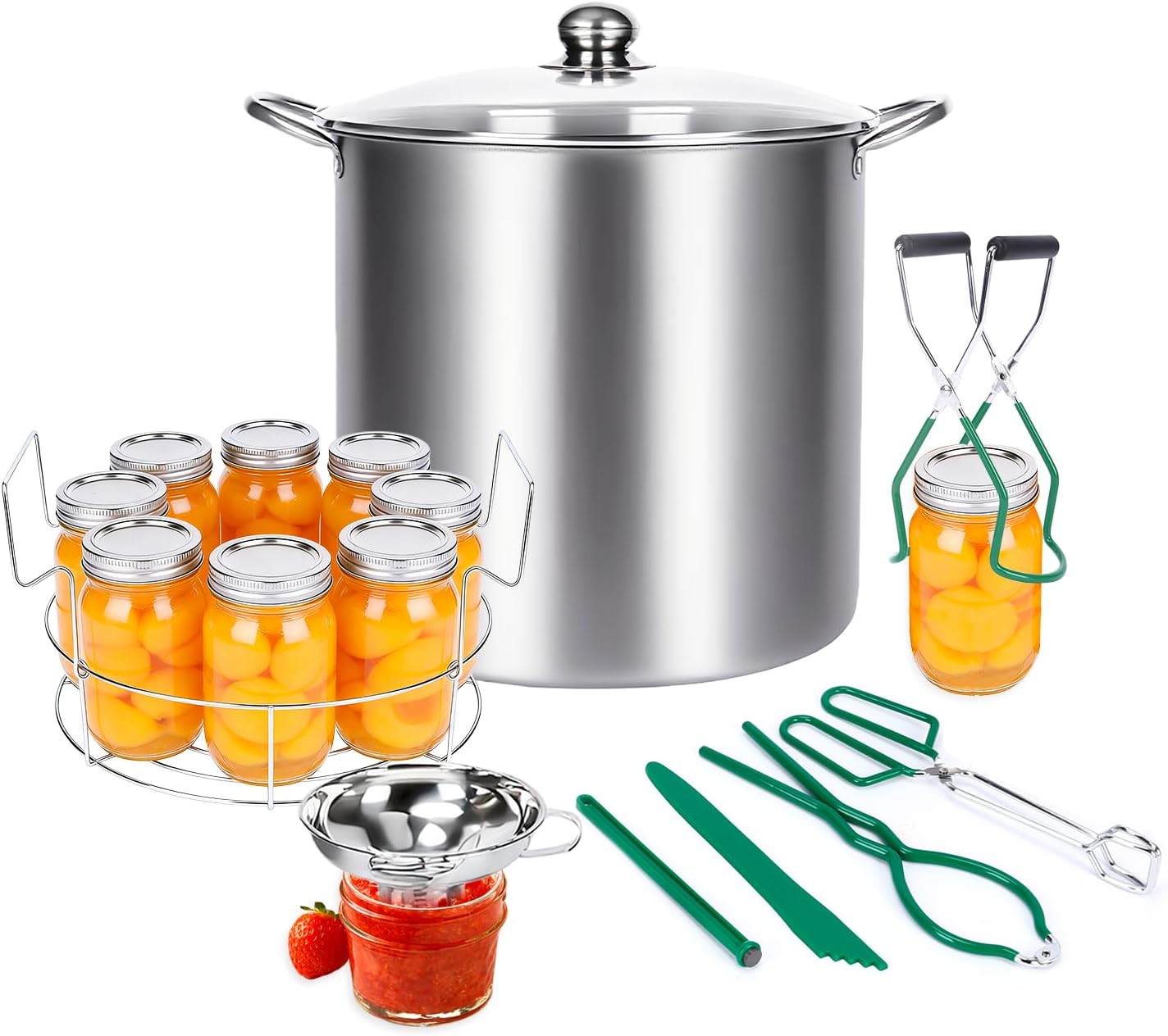 Kit olla conserva acero inox 8 pzas con tapa y herramientas