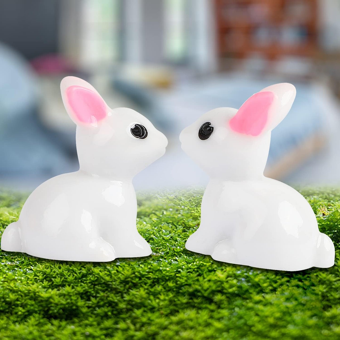 50 Mini Figuras Conejo Resina Adornos Jardín de Hadas Pascua