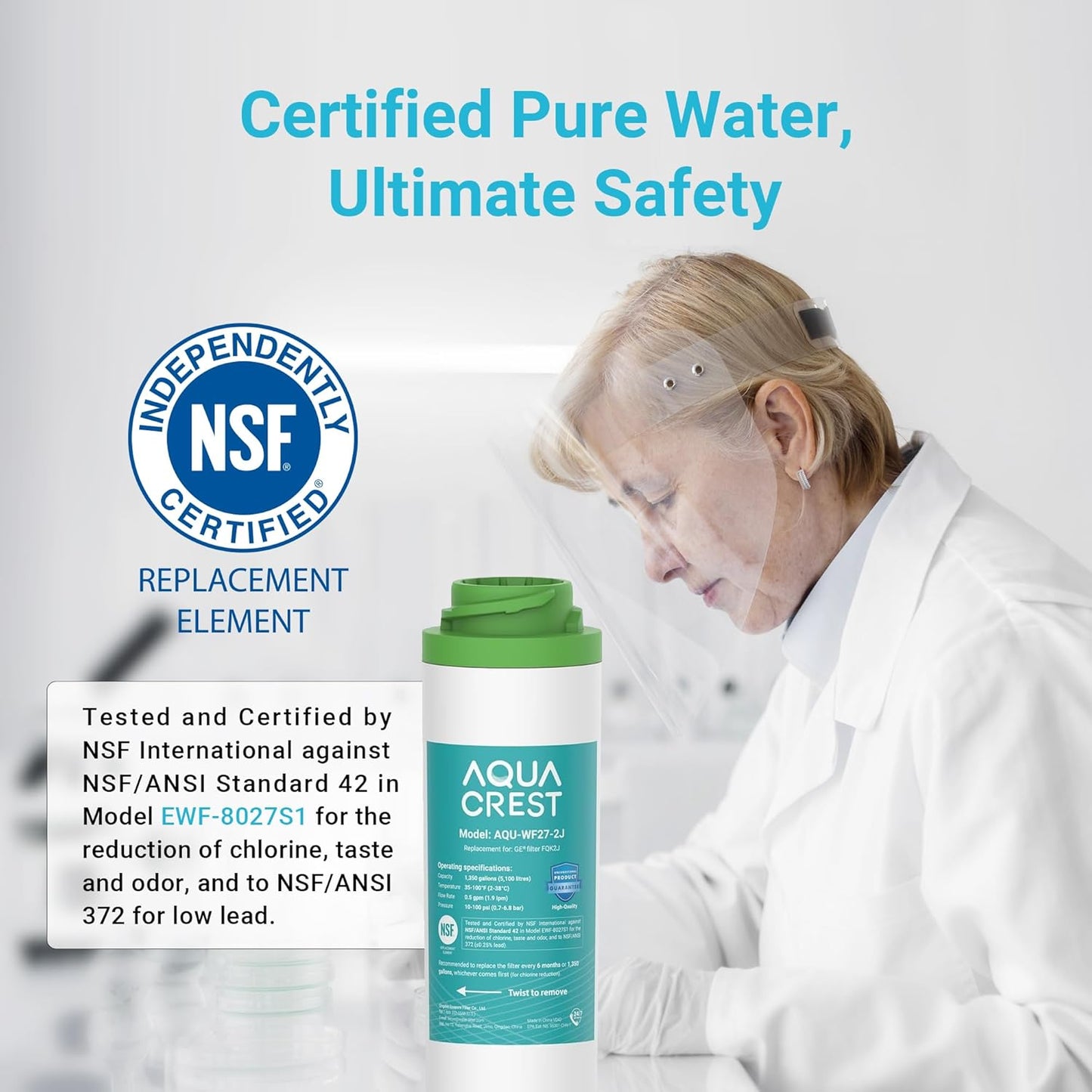 Filtro agua debajo fregadero repuesto GE FQK2J NSF/ANSI 42 372