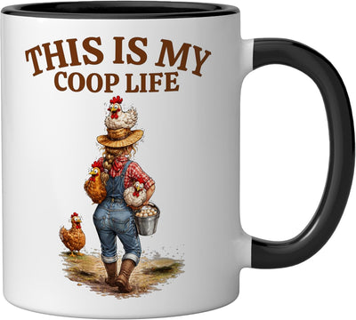 Taza Cerámica para Mujer de Campo Negro/Blanco