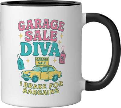 Taza Cerámica Thrifting Garage Sale Diva Negro/Blanco
