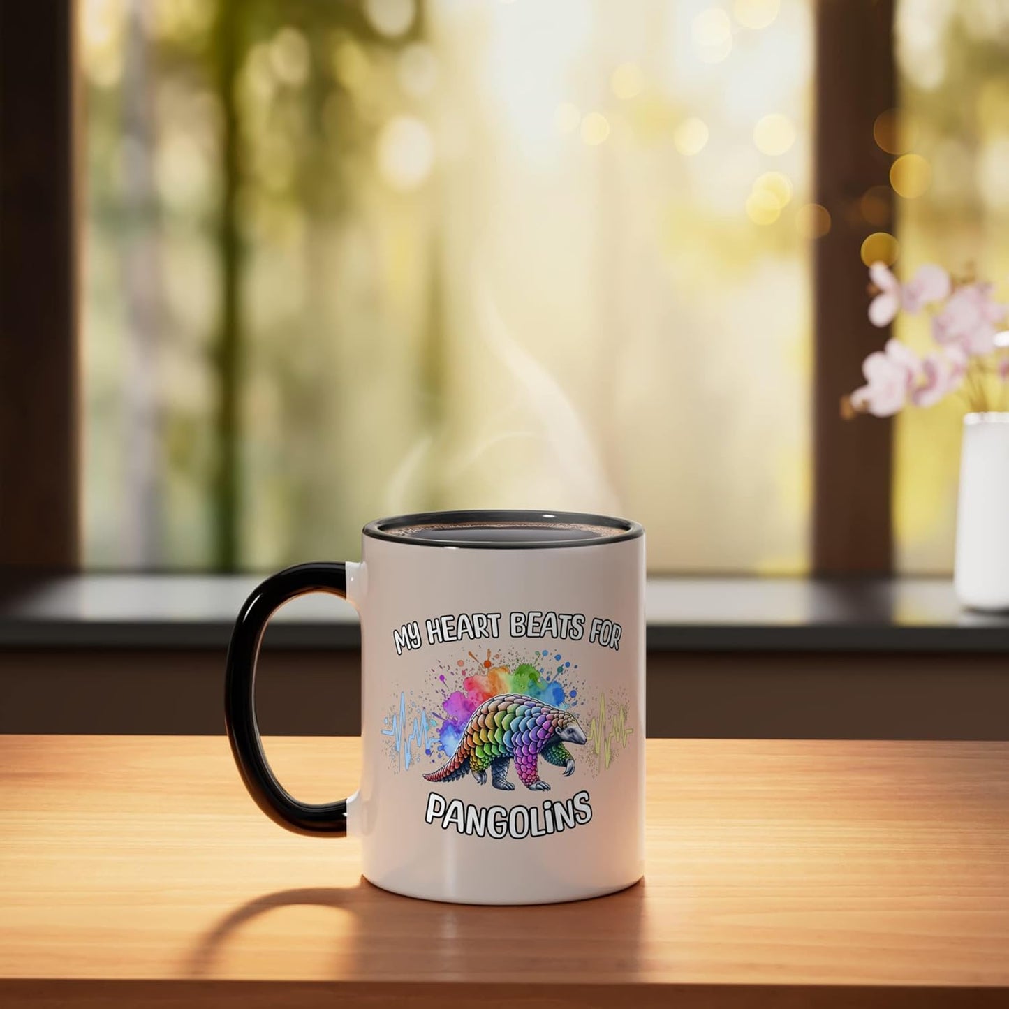 Taza de cerámica Pangolin ECG negra/blanca