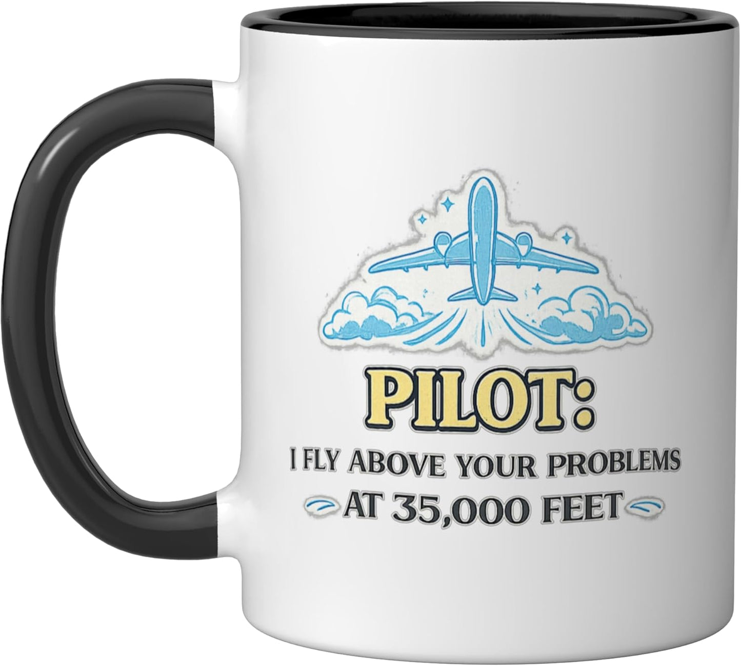 Taza Cerámica Pilot I Fly 35000pulg Negro/Blanco