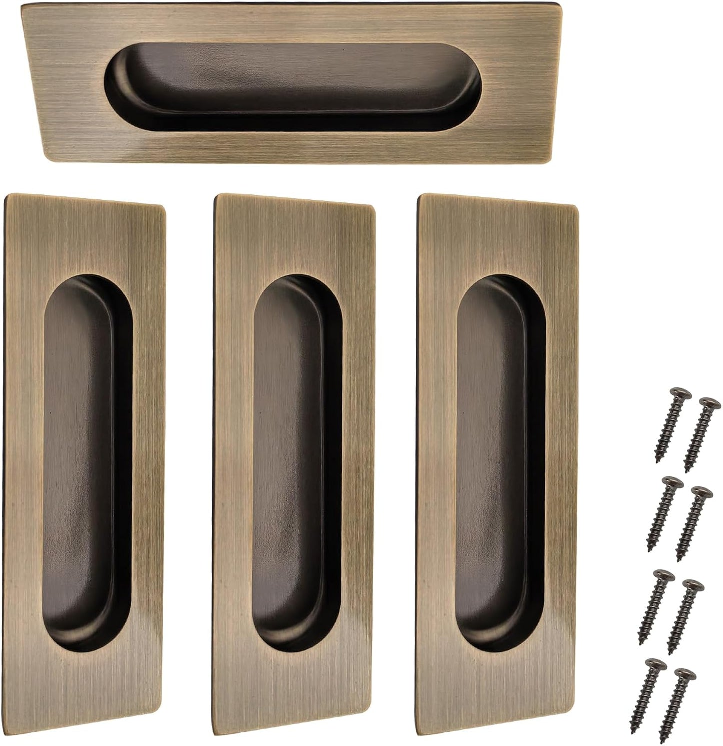 Manijas puerta ovaladas bronce acero inox cepillado set 4