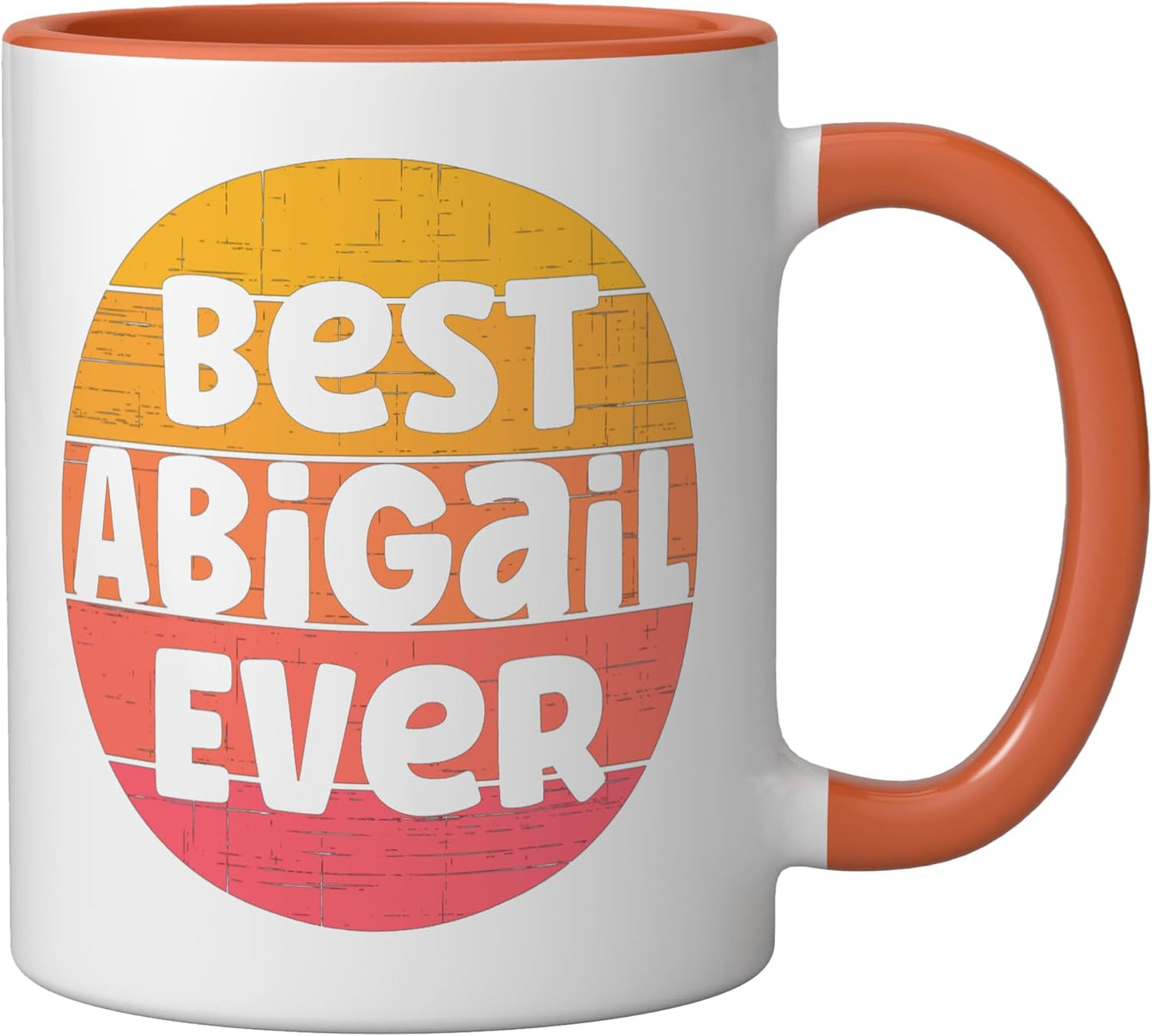 Taza cerámica Abigail Name Retro Sunset Graphic Orange/White