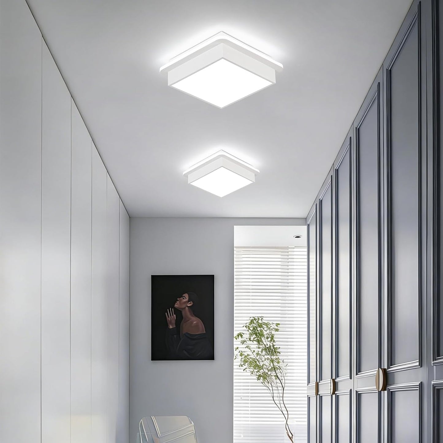 Lámpara techo LED cuadrada 6000K para pasillo dormitorio