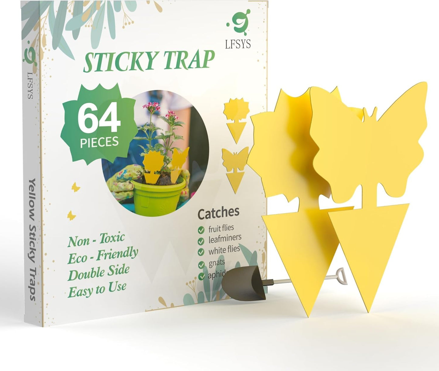 64 Trampas adhesivas amarillas para moscas fruta plantas