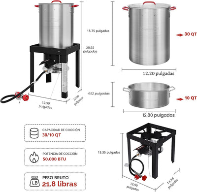 Freidora propano 30qt para pavo 10qt pescado 50000 BTU