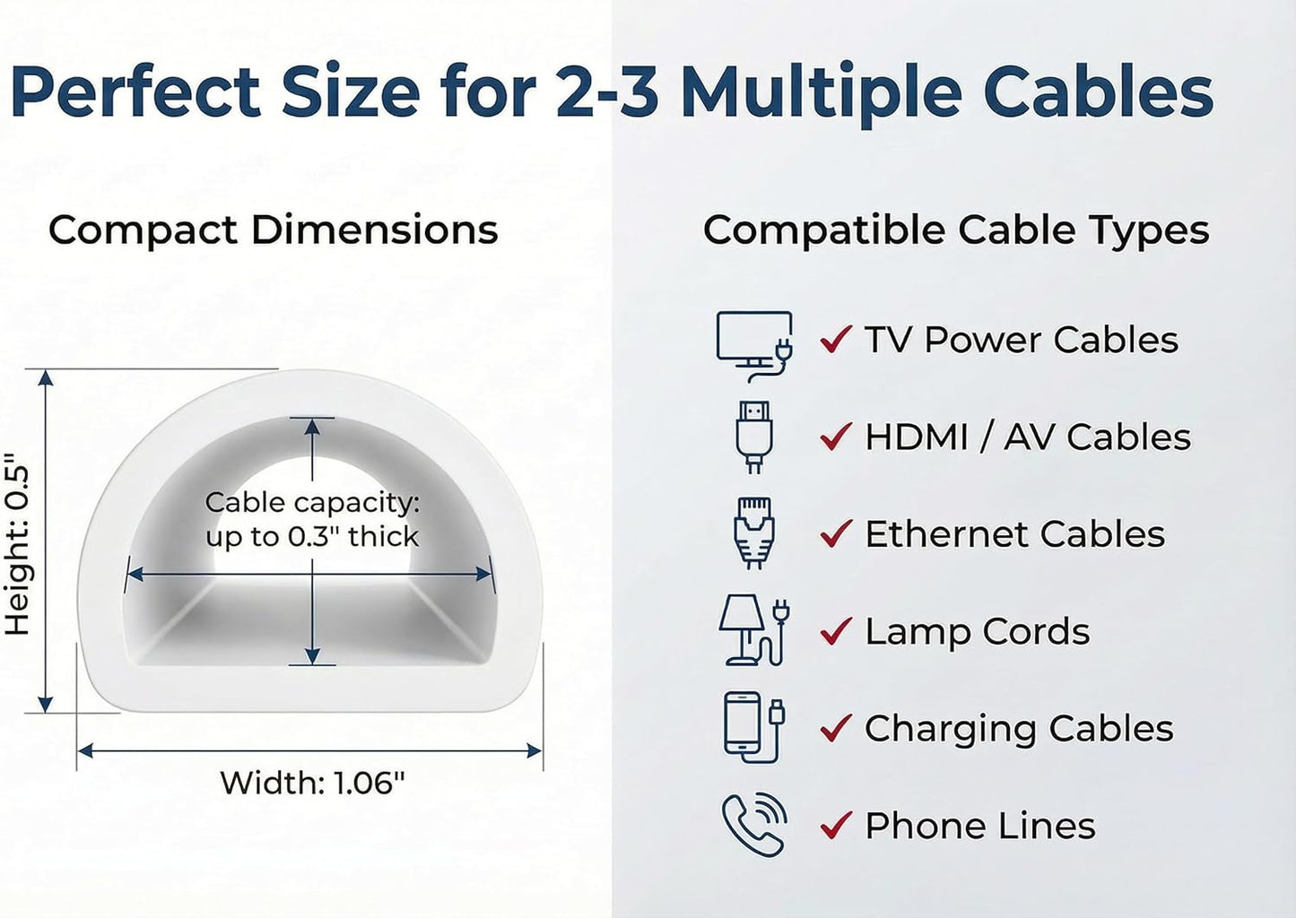 Cubierta cable pared 2-3 pzas silicona autoadhesiva 118pulg