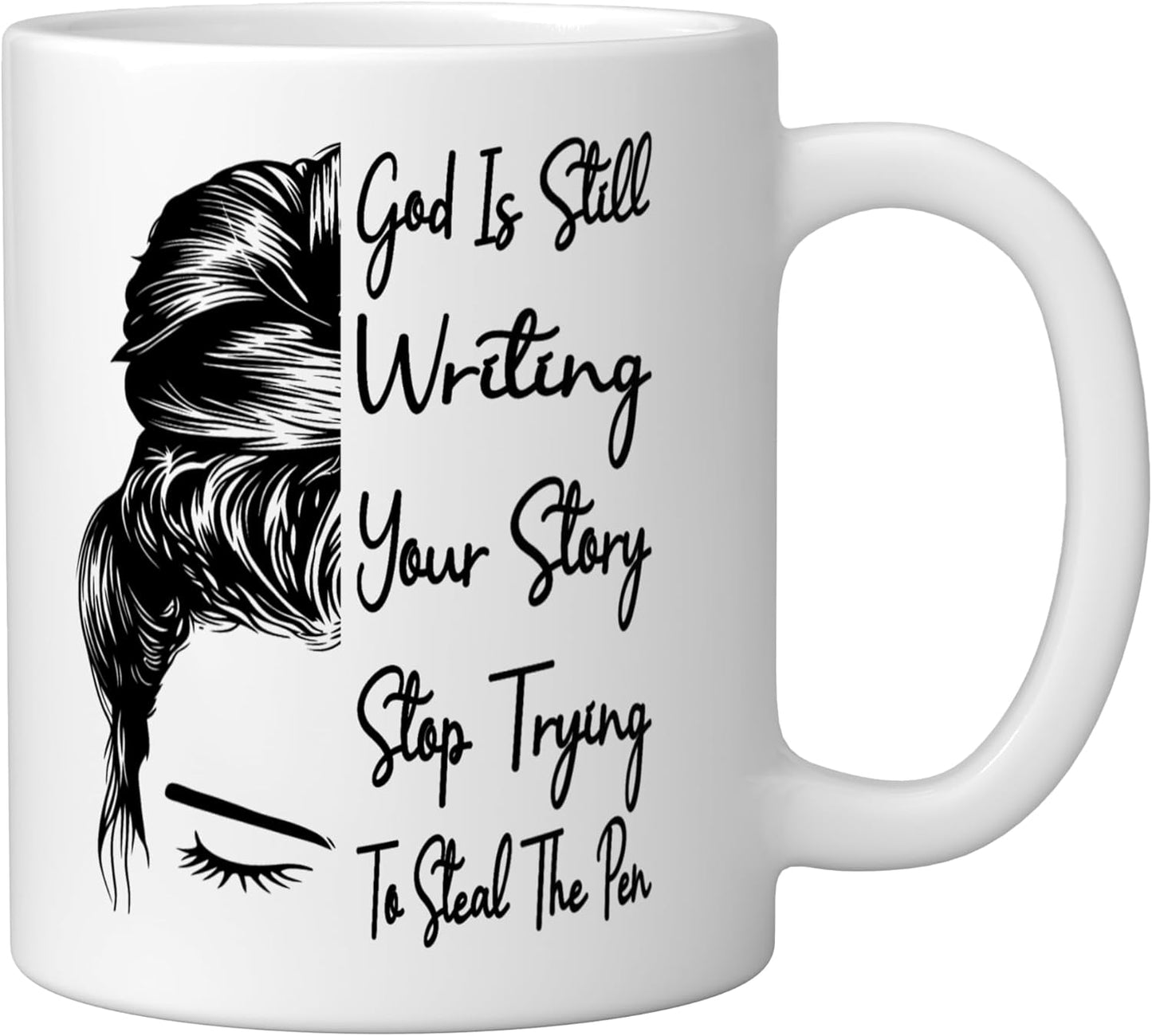 Taza de cerámica God Is Still Writing Your Story en blanco