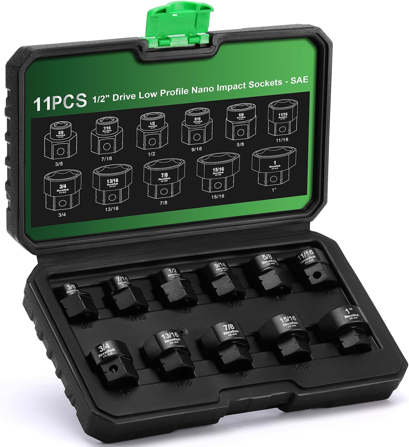 Juego 11 Pzas Dados Impacto SAE 1/2pulg 3/8-1" Cr-Mo
