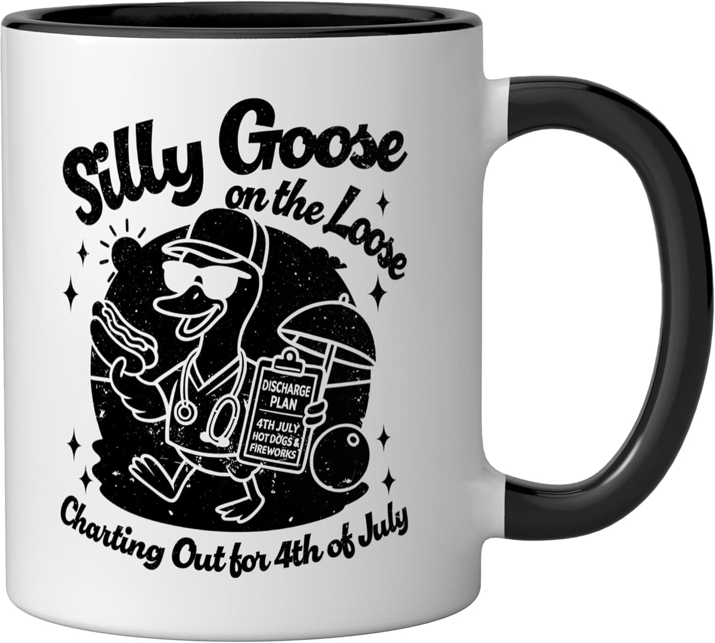 Taza cerámica Glizzy Gobbler 4 de Julio negra/blanca