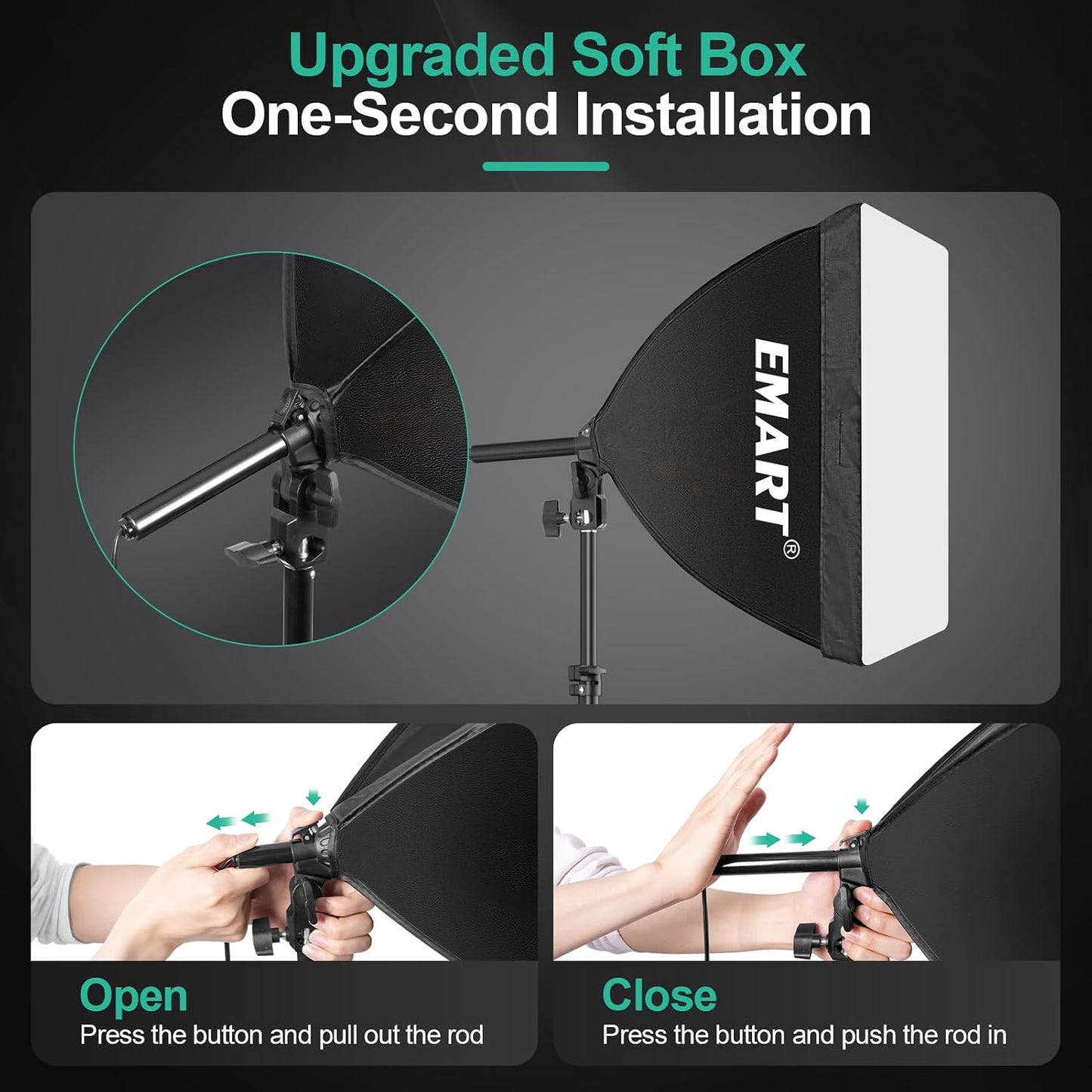Softbox LED 50W control remoto estudio 16x16pulg