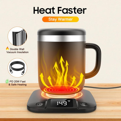 Taza café eléctrica acero inox con control de temperatura